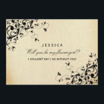 Wirst du mein Blumenmädchen sein? Eleganter Vintag Einladung<br><div class="desc">Wirst du mein Blumenmädchen sein? Elegante Vintage Swirl Cards. ÜBERPRÜFEN SIE DIE ENTSPRECHENDEN ELEMENTE FÜR DIESE ERHEBUNG</div>
