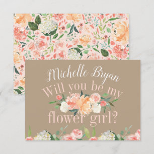 Wirst du mein Blumenmädchen sein, Floral Tan Sprin Einladung