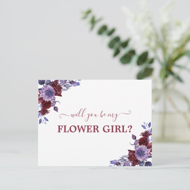 Wirst du mein Blumenmädchen sein, Lila Blume? Postkarte (Stehend Vorderseite)