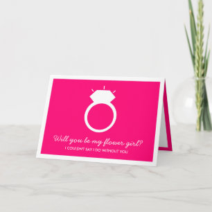 Wirst du mein Blumenmädchen sein? Pink-Ring-Karte Einladung