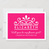 Wirst du mein Blumenmädchen sein? Pink Tiara Card