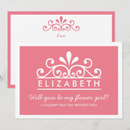 Wirst du mein Blumenmädchen sein? Pink Tiara Card Einladung
