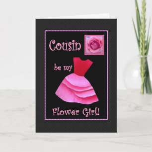 Wirst du mein Blumenmädchen sein? Rosa Kleid und R Einladung
