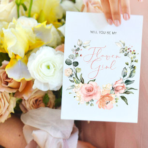 Wirst du mein Blumenmädchen sein Rosa Skript Flora Einladungspostkarte