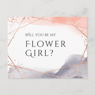 Wirst du mein Blumenmädchen sein, Rose Gold geomet Einladung
