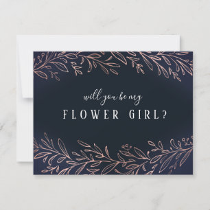 Wirst du mein Blumenmädchen sein, Rosen-Gold-Botan Einladung