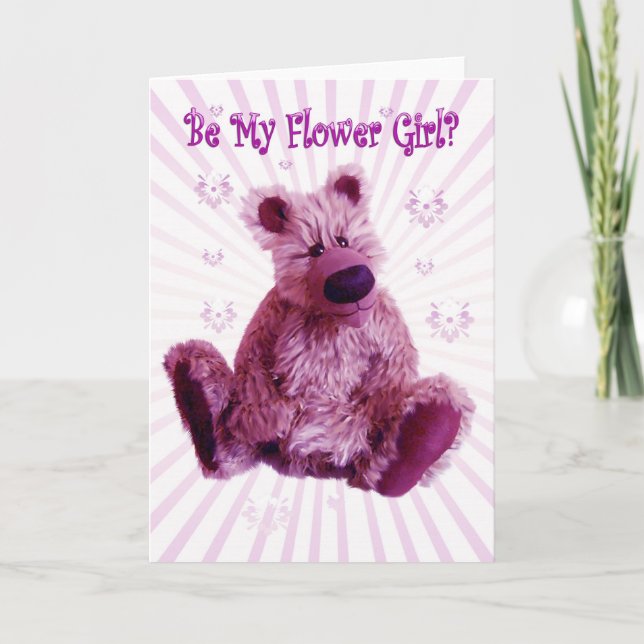 Wirst du mein Blumenmädchen sein, Teddy Bären Hoch Einladung (Vorderseite)