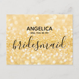 Wirst du mein bräunlicher goldener Glitzer funkeln Einladungspostkarte