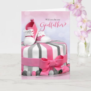 Wirst du mein Patenonkel Rosa und Lila Torte Karte