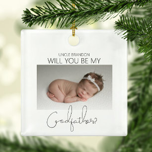 Wirst du mein Patenonkel sein? Weihnachtsbaum Keramikornament