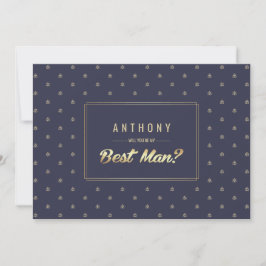Wirst du mein Trauzeuge sein? Blue Gold Hochzeit Einladung