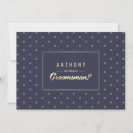 Wirst du mein Trauzeuge sein? Blue Gold Hochzeit Einladung