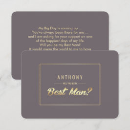 Wirst du mein Trauzeuge sein? Dark Mocha Gold Wedd Einladung