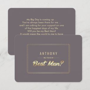 Wirst du mein Trauzeuge sein? Dark Mocha Gold Wedd Einladung