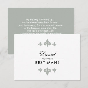 Wirst du mein Trauzeuge sein? Fleur-de-lis Gray Wh Einladung