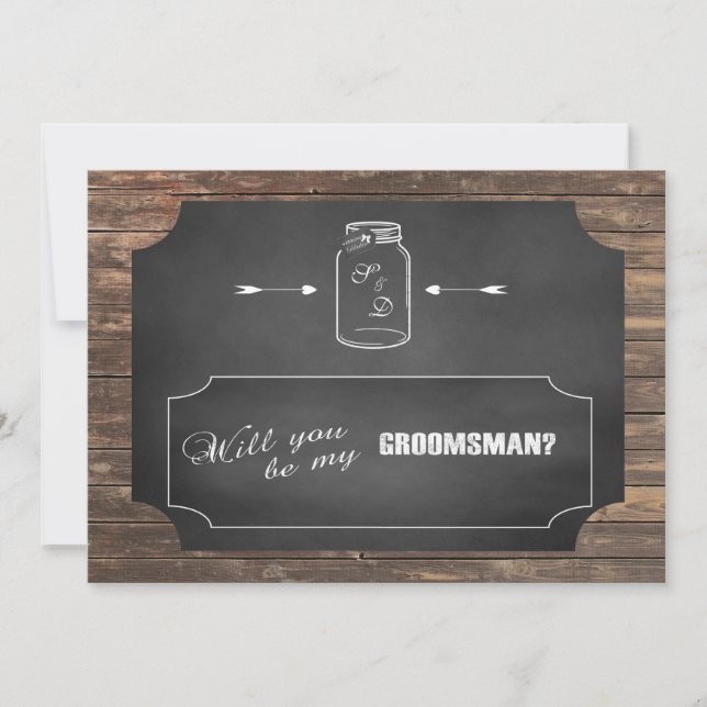 Wirst du mein Trauzeuge sein? Mason Jar Chalkboard Einladung (Vorderseite)