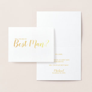 Wirst du mein Trauzeuge sein? Modern Script Gold Folienkarte