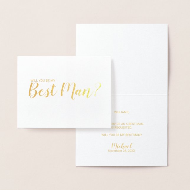 Wirst du mein Trauzeuge sein? Modern Script Gold Folienkarte (Anzeige)