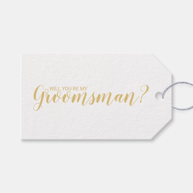 Wirst du mein Trauzeuge sein? Modern Script Gold Geschenkanhänger (Vorderseite (Horizontal))