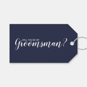 Wirst du mein Trauzeuge sein? Modern Script Navy B Geschenkanhänger