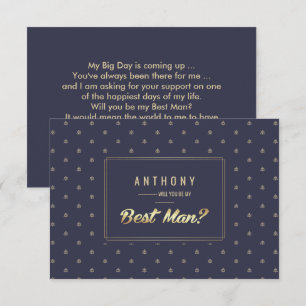 Wirst du mein Trauzeuge sein? Navy Blue Gold Einladung