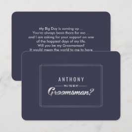 Wirst du mein Trauzeuge sein? Navy Blue Silver Wed Einladung