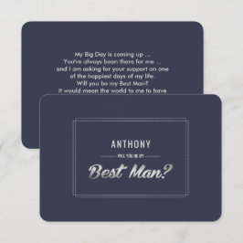 Wirst du mein Trauzeuge sein? Navy Blue Silver Wed Einladung