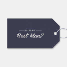 Wirst du mein Trauzeuge sein? Navy Blue Silver Wed Geschenkanhänger