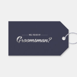 Wirst du mein Trauzeuge sein? Navy Blue Silver Wed Geschenkanhänger