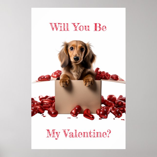 Wirst du mein Valentinisches Herz für lange Dackel Poster (Vorne)