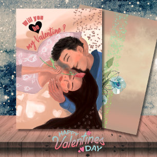 Wirst du mein Valentins-Couple-Hug Feiertagskarte