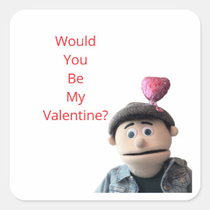 Wirst du mein Valentinstag sein? Quadratischer Aufkleber