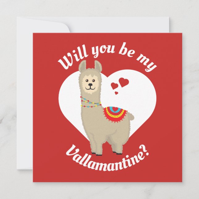 "Wirst du mein Vallamantine sein?" Llama Valentine (Vorderseite)