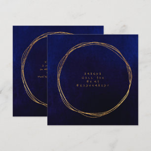 Wirst du meine Brautjungfer sein Blau Navy Samt Einladung