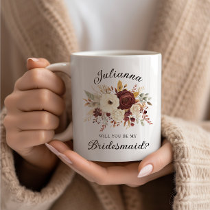 Wirst du meine Brautjungfer sein? Herbstblumen Kaffeetasse