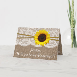 Wirst du meine Brautjungfer sein? Sonnenblume Rust Einladung