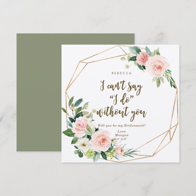 Wirst du meine Bridesmädchenkarte boho blush flora Einladung (Vorne/Hinten)