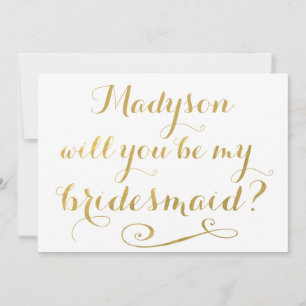 Wirst du meine Bridesmaid-Goldkalligrafie sein? Einladung