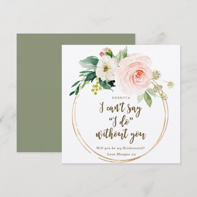 Wirst du meine Bridesmaid-Karte Boho rosa Blüte Einladung (Vorne/Hinten)