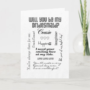 Wirst du meine Bridesmaid sein, Cousin? Einladung