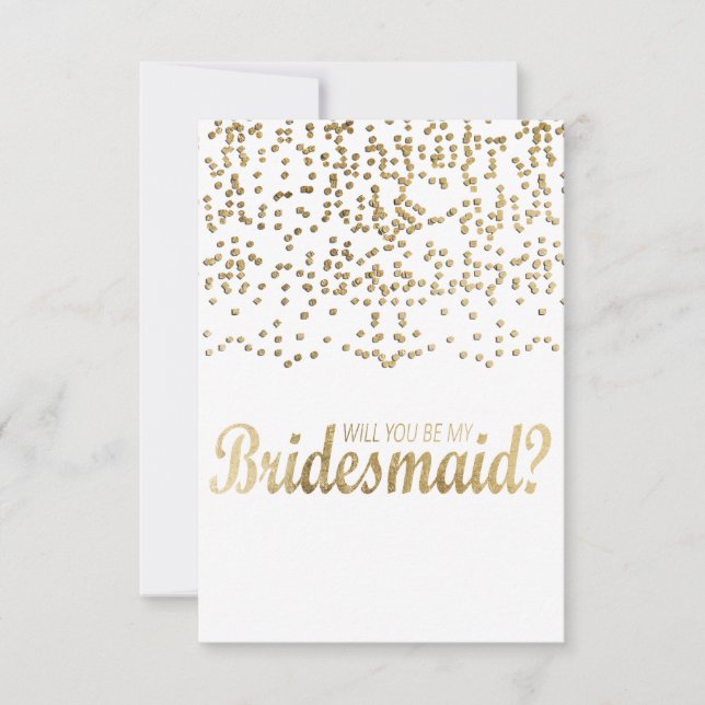 "Wirst du meine Bridesmaid sein?" Imitats Gold Con Einladung (Vorderseite)