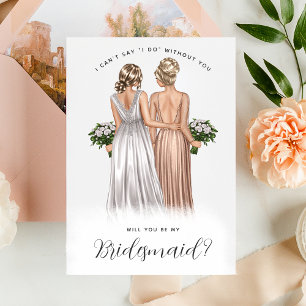 Wirst du meine Bridesmaid sein? Mädchen in Gowns V Einladung
