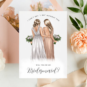 Wirst du meine Bridesmaid sein? Mädchen in Gowns V Einladung