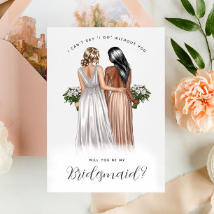 Wirst du meine Bridesmaid sein? Mädchen in Gowns V Einladung