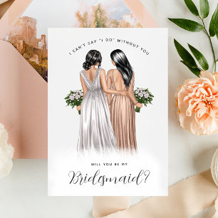Wirst du meine Bridesmaid sein? Mädchen in Gowns V Einladung