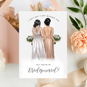 Wirst du meine Bridesmaid sein? Mädchen in Gowns V Einladung