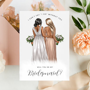 Wirst du meine Bridesmaid sein? Mädchen in Gowns V Einladung