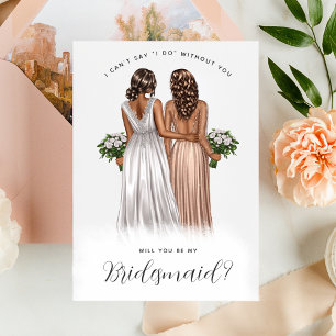 Wirst du meine Bridesmaid sein? Mädchen in Gowns V Einladung