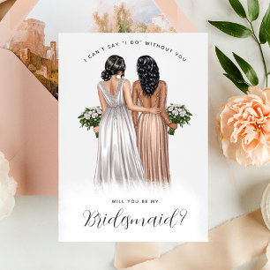 Wirst du meine Bridesmaid sein? Mädchen in Gowns V Einladung