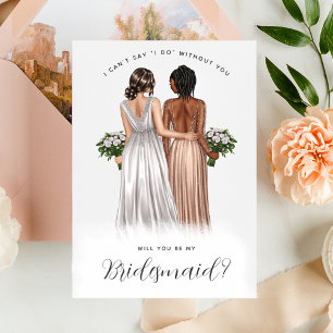 Wirst du meine Bridesmaid sein? Mädchen in Gowns V Einladung